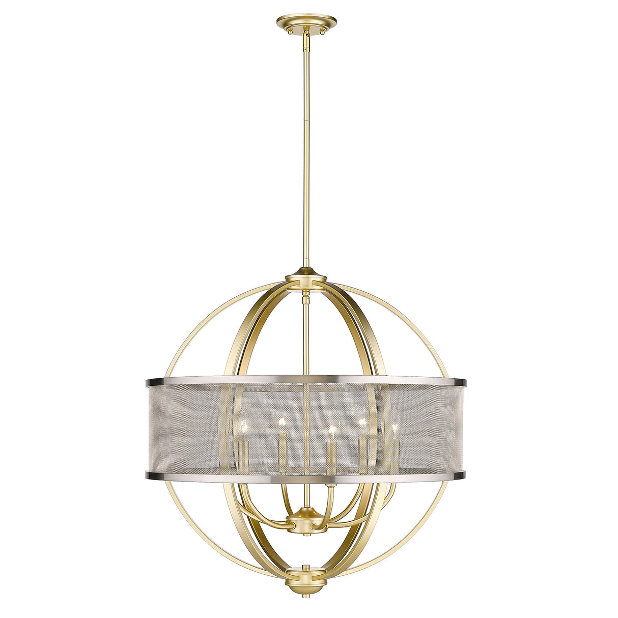 Colson OG 6 Light Chandelier (with Pewter shade) in Olympic Gold