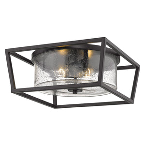 Mercer Flush Mount in Matte Black with Matte Black accents and Seeded Glass