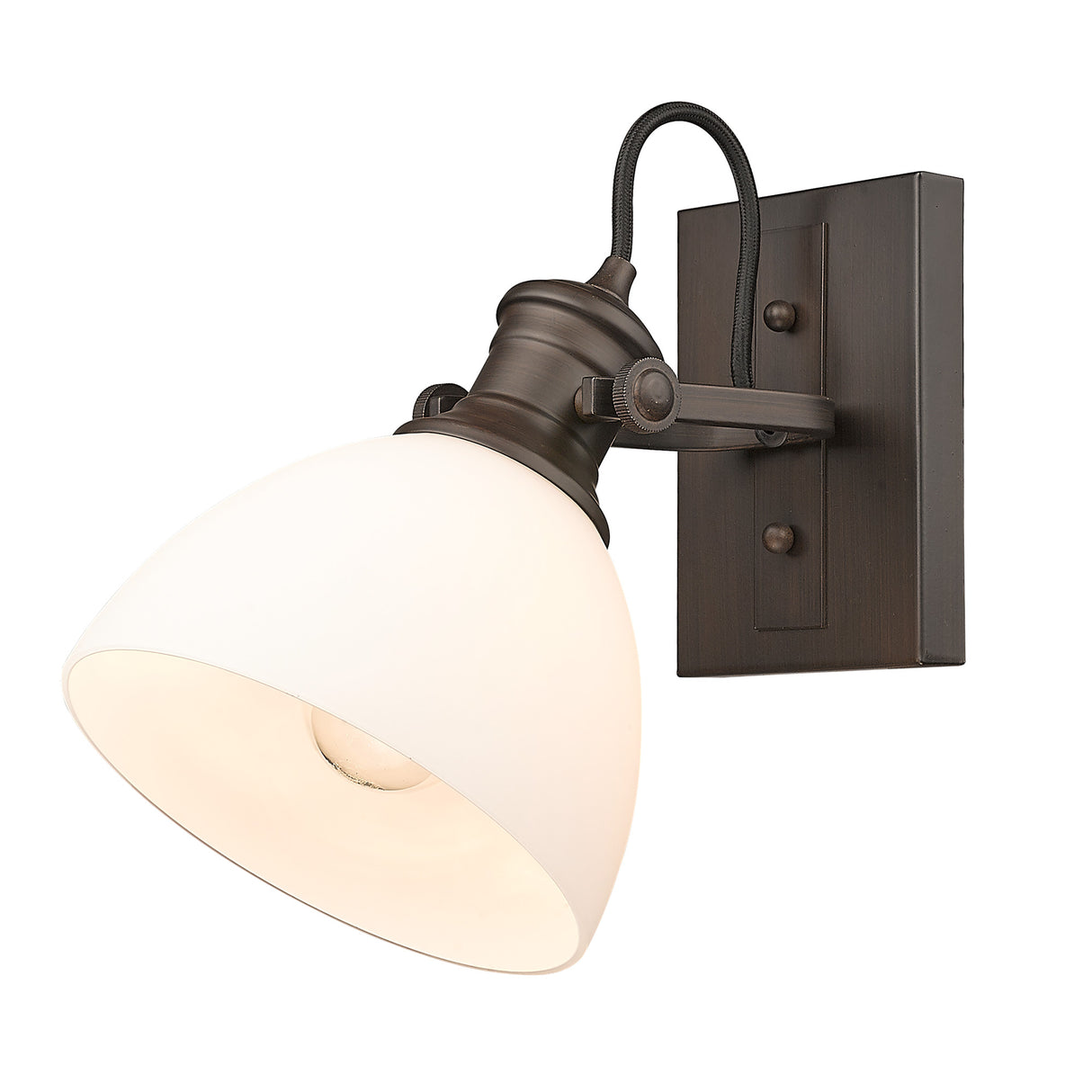 Hines 1-Light Bath Vanity in Rubbed Bronze with Opal Glass