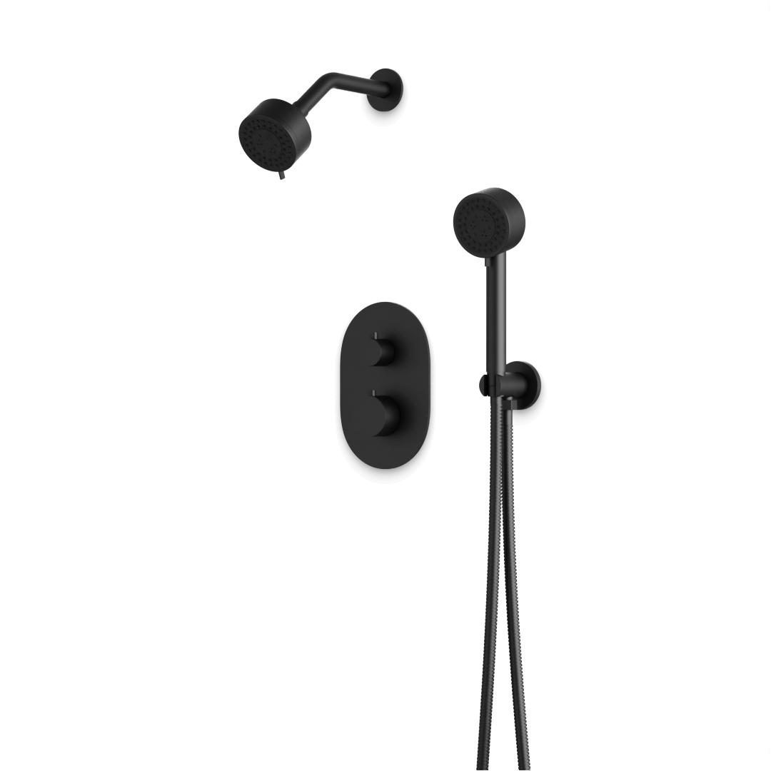 Artos Opera Thermostatic Shower Trim Kit with Multifunction Shower Head, Hand Shower Matte Black – TS081BK