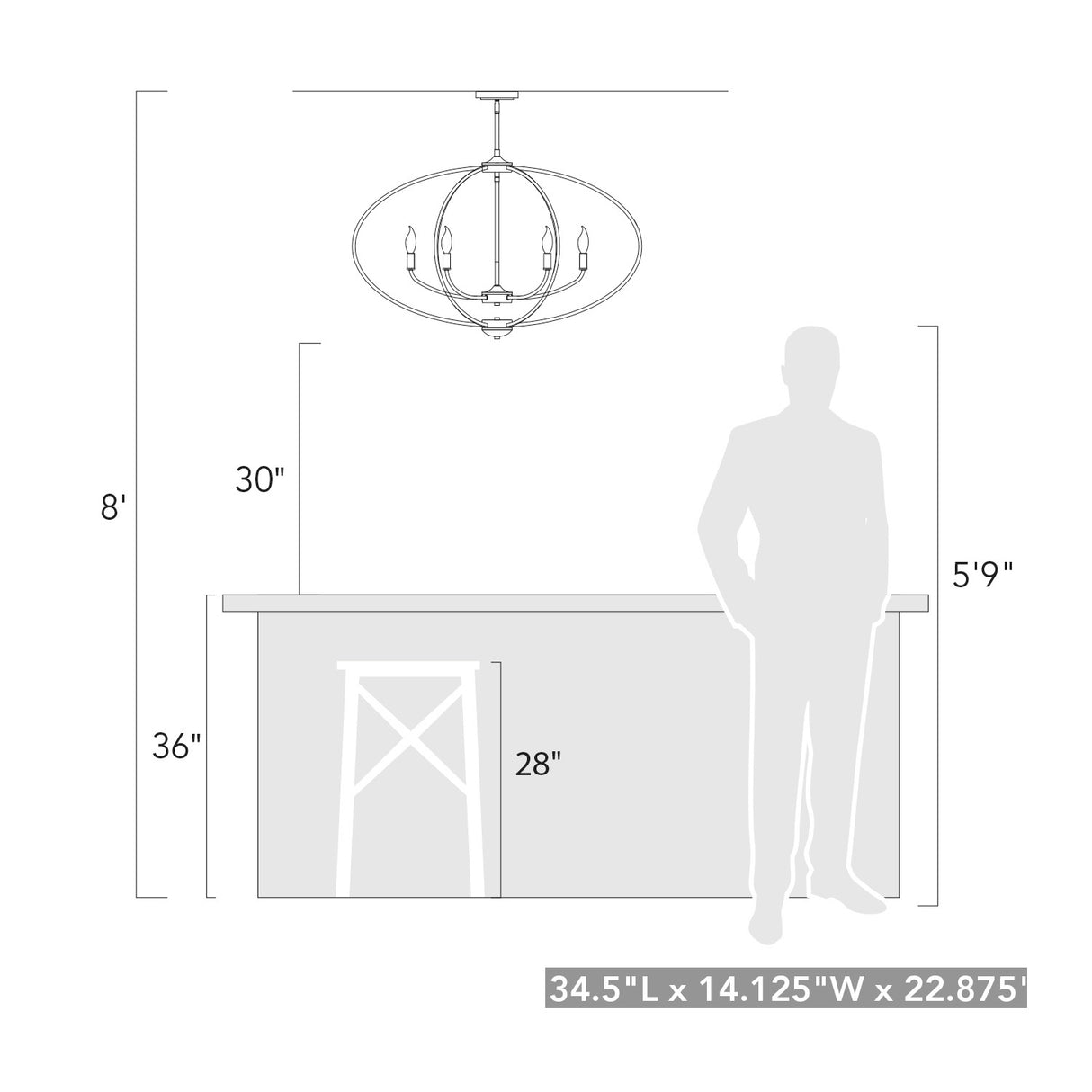 Colson EB Linear Pendant (with shade) in Etruscan Bronze