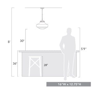 Ingalls Large Pendant in Matte Black with Clear Glass Shade