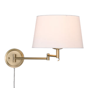 Eleanor Articulating Wall Sconce in Brushed Champagne Bronze with Modern White Shade