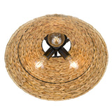 Rue Semi-Flush in Matte Black with Woven Sweet Grass Shade