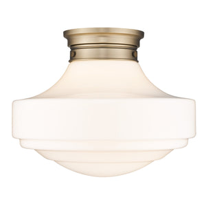Ingalls Large Semi-Flush in Modern Brass and Vintage Milk Glass Shade