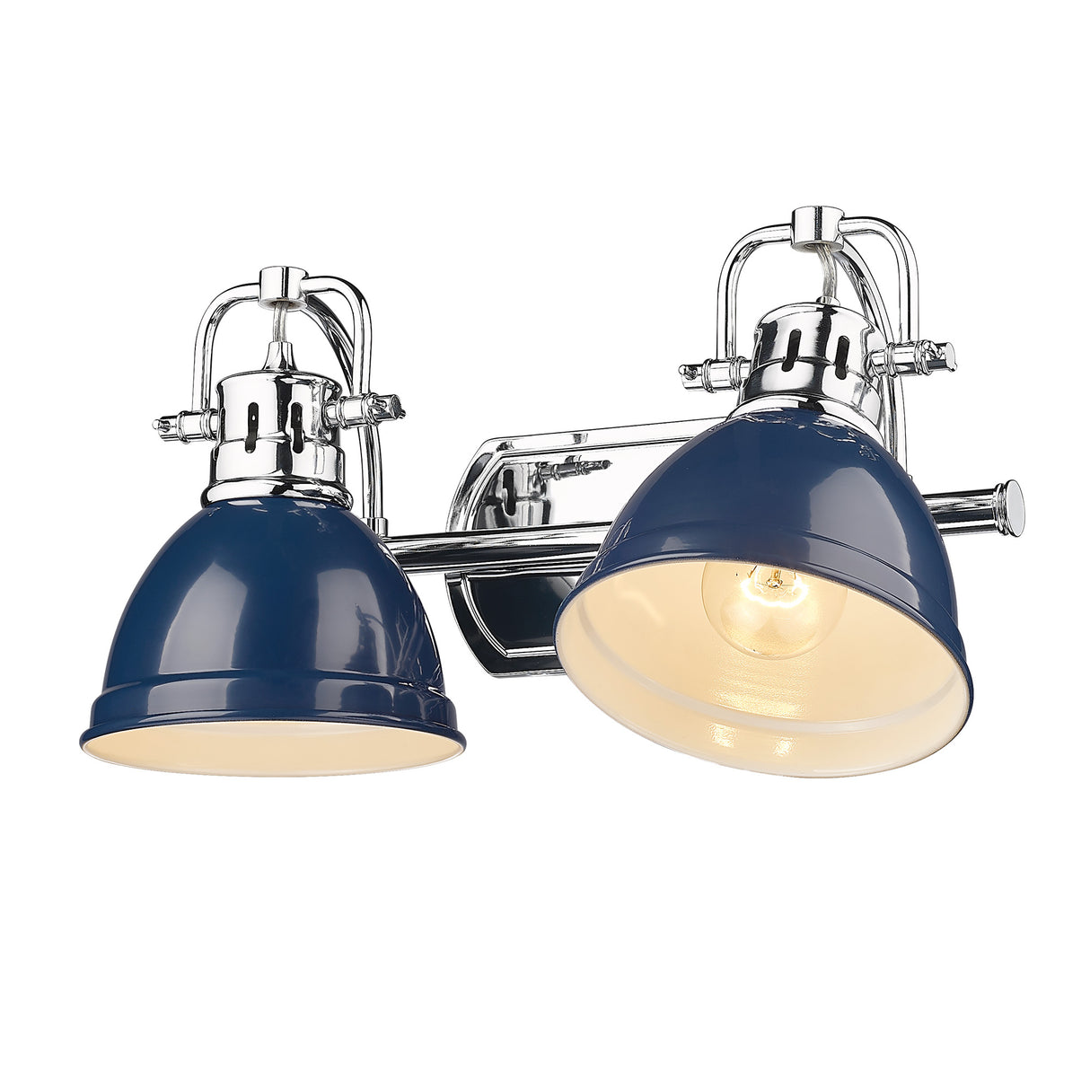 Duncan CH 2 Light Bath Vanity in Chrome with Navy Blue Shade