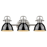 Duncan 3 Light Bath Vanity in Pewter with a Black Shade