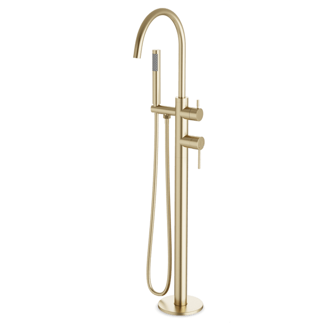 Artos Opera Floor Mount Tub Filler Trim Kit with Hand Shower Satin Brass – FS510TKSB