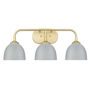Zoey 3-Light Bath Vanity in Olympic Gold with Matte Gray Shade