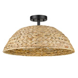 Rue Semi-Flush in Matte Black with Woven Sweet Grass Shade