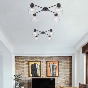 Remy 4 Light Flush Mount in Matte Black with Clear Glass Shade