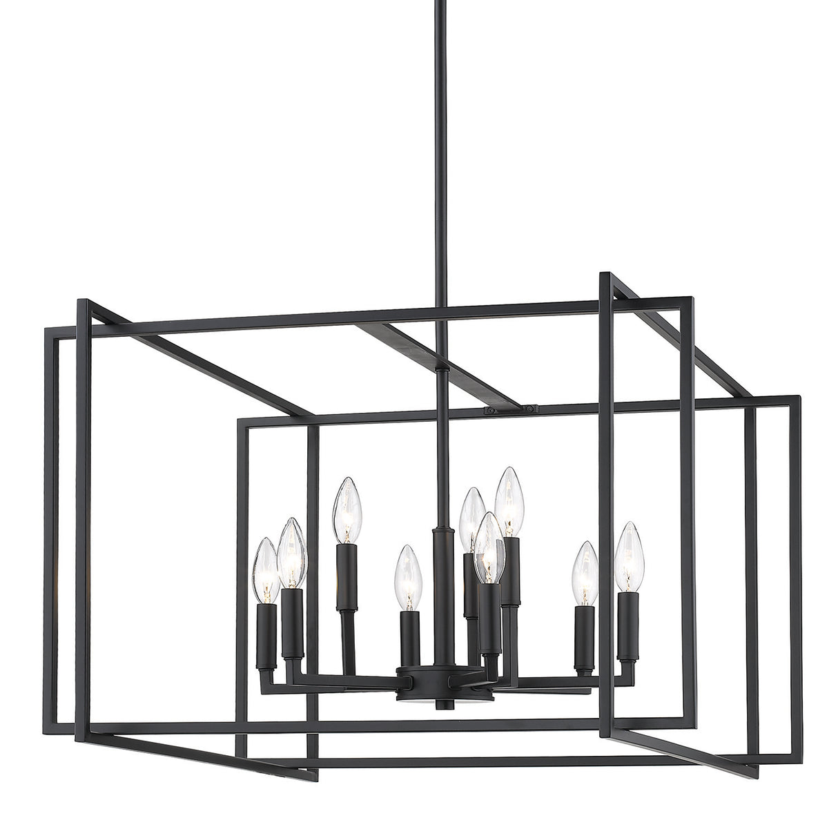 Tribeca 9-Light Chandelier in Matte Black with Matte Black Accents