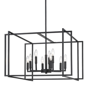 Tribeca 9-Light Chandelier in Matte Black with Matte Black Accents