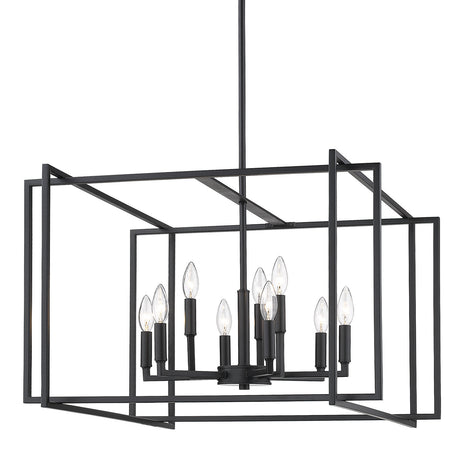 Tribeca 9-Light Chandelier in Matte Black with Matte Black Accents