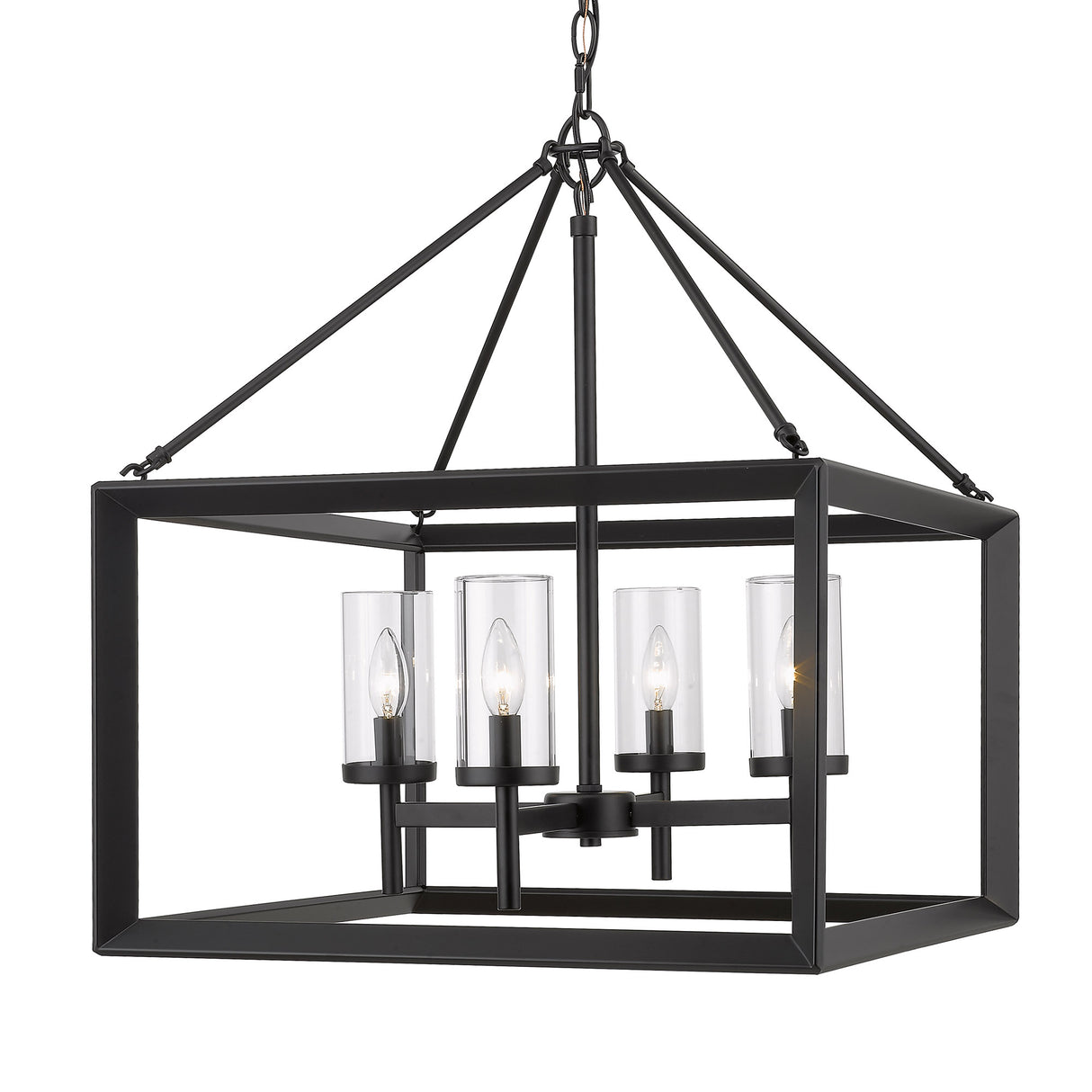 Smyth 4 Light Chandelier in Matte Black with Clear Glass Shades