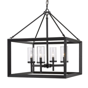 Smyth 4 Light Chandelier in Matte Black with Clear Glass Shades