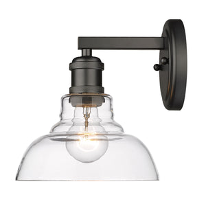 Carver BLK 1 Light Bath Vanity in Matte Black with Clear Glass Shade