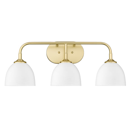 Zoey 3-Light Bath Vanity in Olympic Gold with Matte White Shade