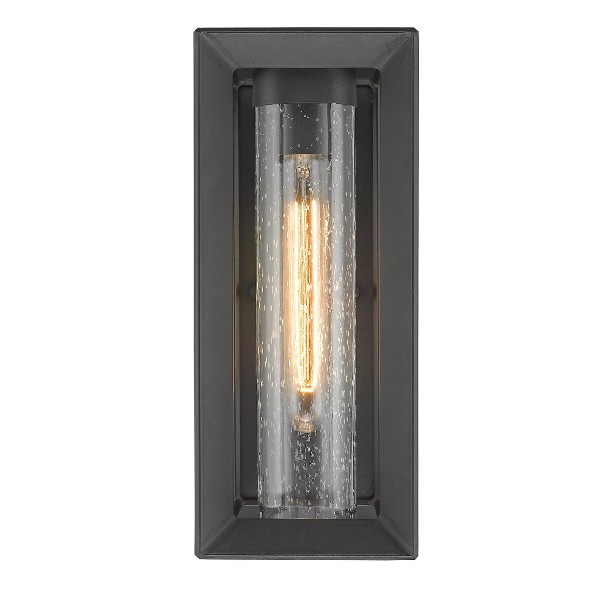 Smyth Outdoor Medium Wall Sconce in Natural Black with Seeded Glass
