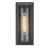 Smyth Outdoor Medium Wall Sconce in Natural Black with Seeded Glass