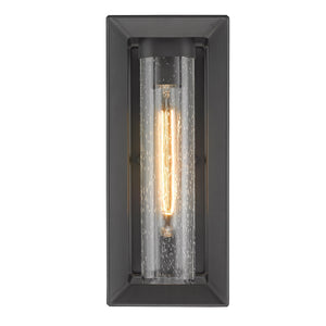 Smyth Outdoor Medium Wall Sconce in Natural Black with Seeded Glass