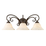 Homestead 3 Light Bath Vanity in Rubbed Bronze with Tea Stone Glass