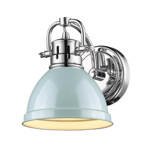 Duncan 1 Light Bath Vanity in Chrome with a Seafoam Shade