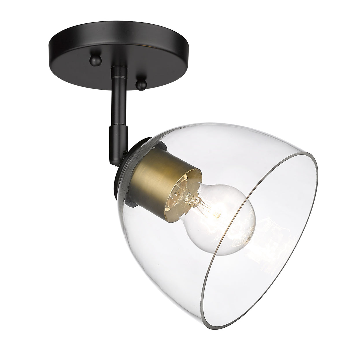 Roxie 1 Light Wall Sconce in Matte Black with Brushed Champagne Bronze and Clear Glass Shade