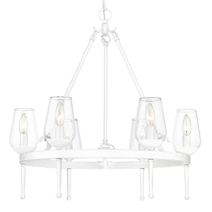 Regent 6 Light Chandelier in Textured White Plaster with Clear Glass Shade