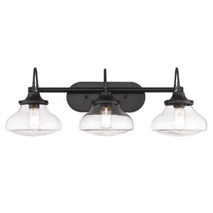 Nash 3 Light Bath Vanity in Matte Black with Clear Glass