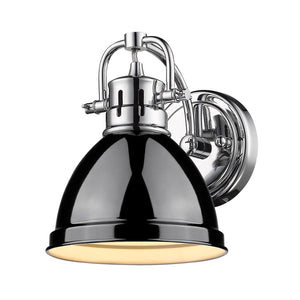 Duncan 1 Light Bath Vanity in Chrome with a Black Shade