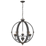 Jules 6 Light Chandelier in Antique Black Iron