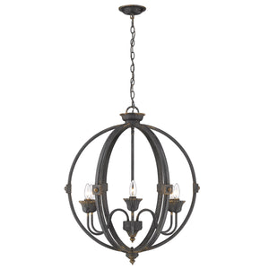 Jules 6 Light Chandelier in Antique Black Iron