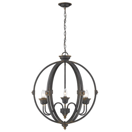Jules 6 Light Chandelier in Antique Black Iron