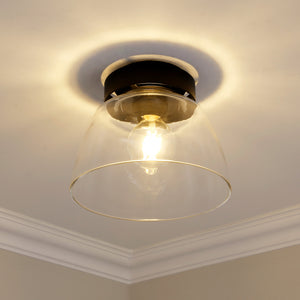 Remy Flush Mount - 10" in Matte Black with Clear Glass Shade