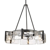 Aenon 6-Light Chandelier in Matte Black with Hammered Water Glass Shade