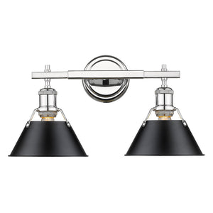 Orwell CH 2 Light Bath Vanity in Chrome with Matte Black Shade