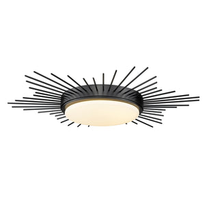 Kieran Flush Mount - 18" in Matte Black with Opal Glass Shade