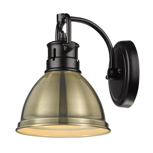 Duncan 1 Light Bath Vanity in Matte Black with a Aged Brass Shade