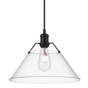 Orwell BLK Large Pendant in Matte Black with Clear Glass Shade