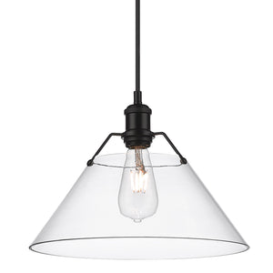 Orwell BLK Large Pendant in Matte Black with Clear Glass Shade