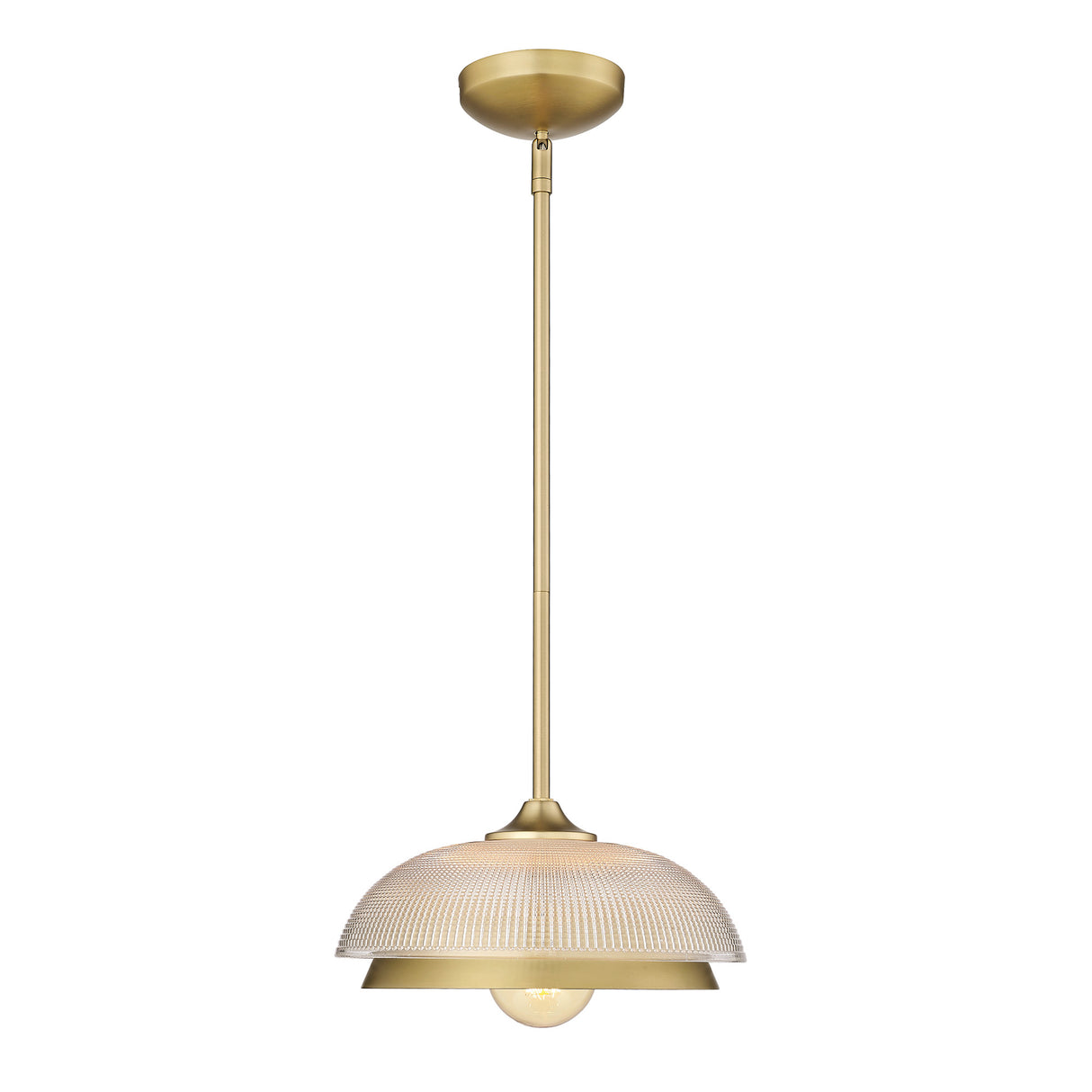 Crawford Mini Pendant in Brushed Champagne Bronze with Retro Prism Glass Shade