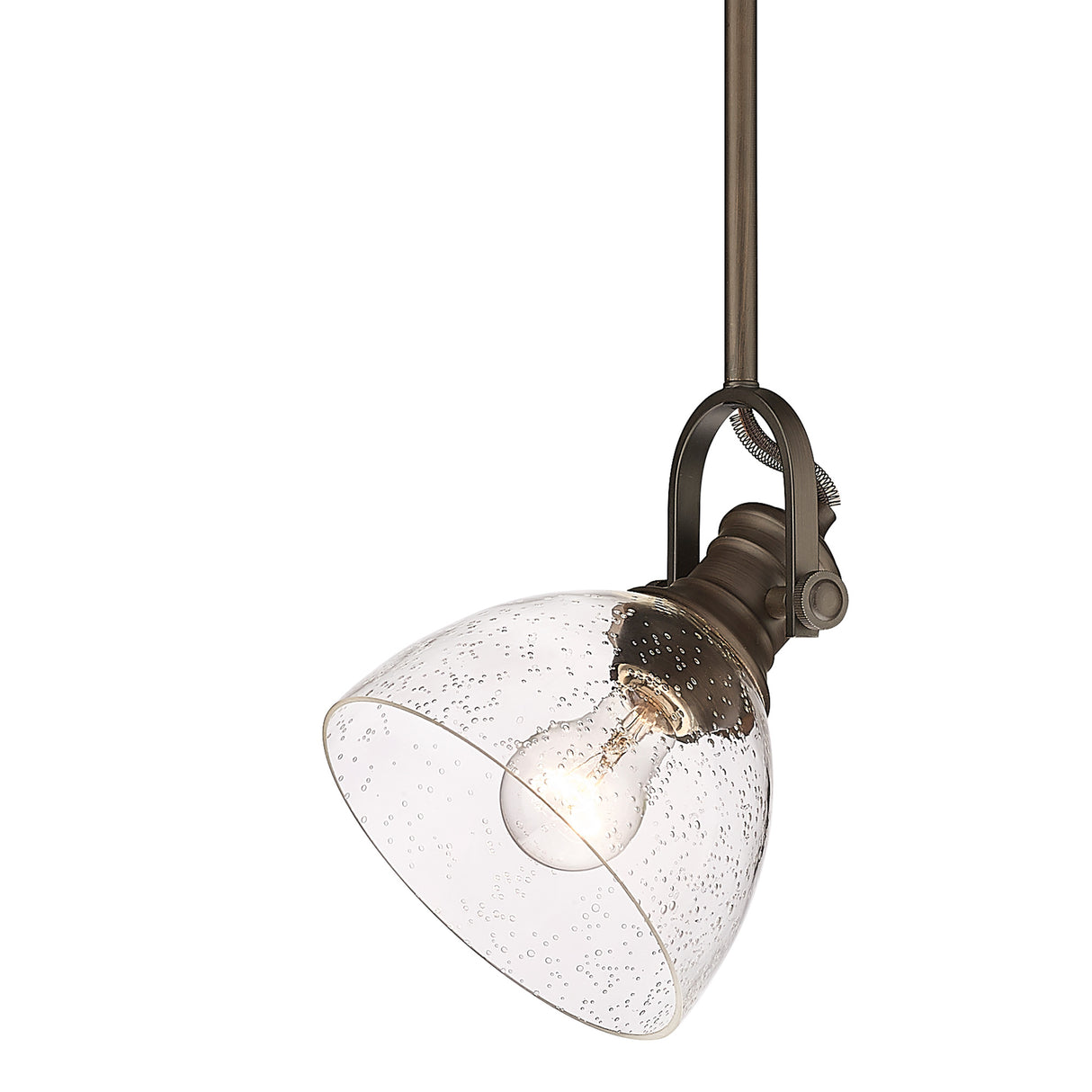 Hines Mini Pendant in Rubbed Bronze with Seeded Glass