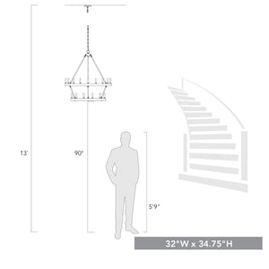 Alastair 2 Tier 9+6 Light Chandelier in Matte Black