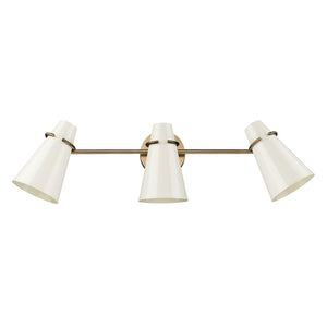 Reeva 3 Light Bath Vanity in Modern Brass with Glossy Ecru Shade