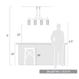 Winslett Linear Pendant in Pewter with Ribbed Clear Glass Shades