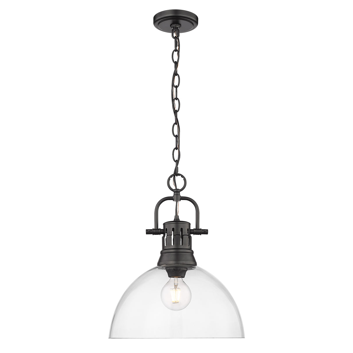 Duncan BLK 1 Light Pendant in Matte Black with Clear Glass Shade