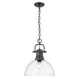Duncan BLK 1 Light Pendant in Matte Black with Clear Glass Shade