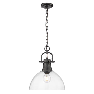 Duncan BLK 1 Light Pendant in Matte Black with Clear Glass Shade