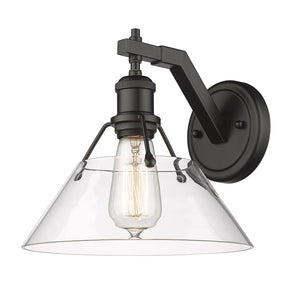 Orwell BLK 1 Light Wall Sconce in Matte Black with Clear Glass Shade